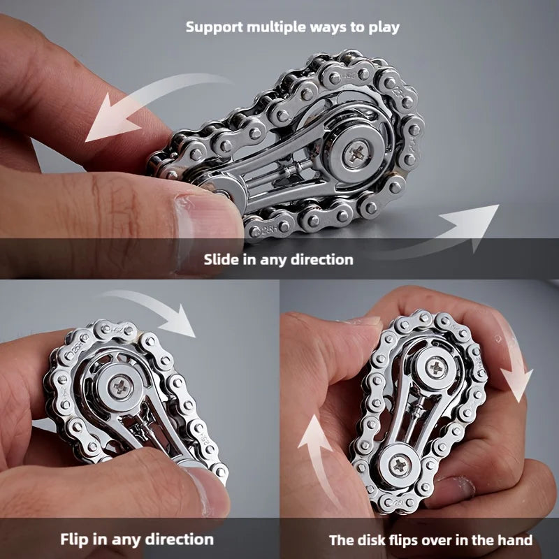 Fingertip Gyro Flywheel Fidget Spinner | Metal Bike Chain EDC Anti-Stress Toy