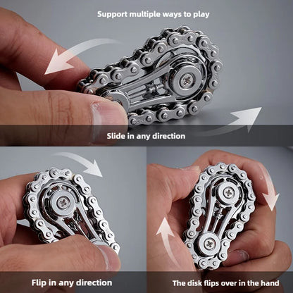 Fingertip Gyro Flywheel Fidget Spinner | Metal Bike Chain EDC Anti-Stress Toy