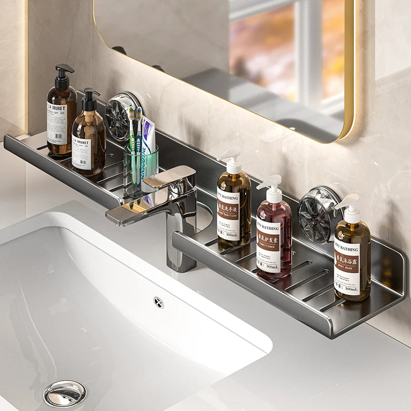 Suction Cup Wall-Mounted Bathroom Shelf (No Drilling)
