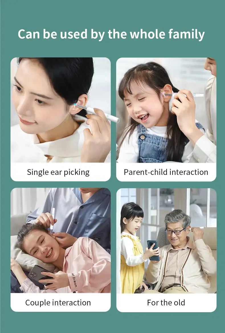 Smartlyo Smart Visual Ear Cleaner with Camera showing the device with a built-in camera for safe ear cleaning and inspection.