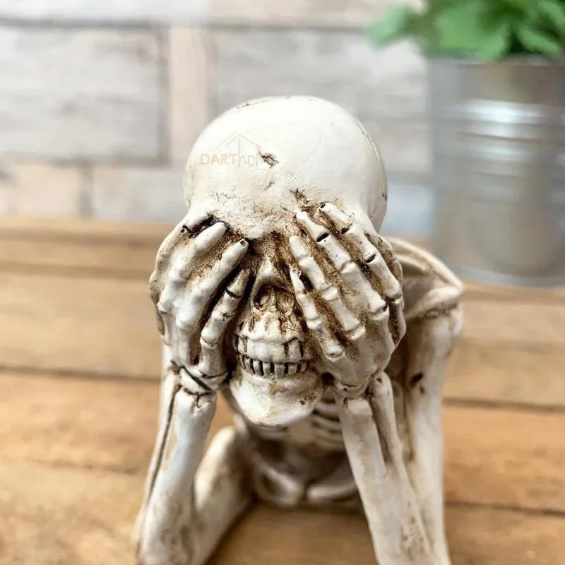 Realistic human skeleton sculpture for Halloween decoration by Smartlyo, showing detailed bones and spooky pose.