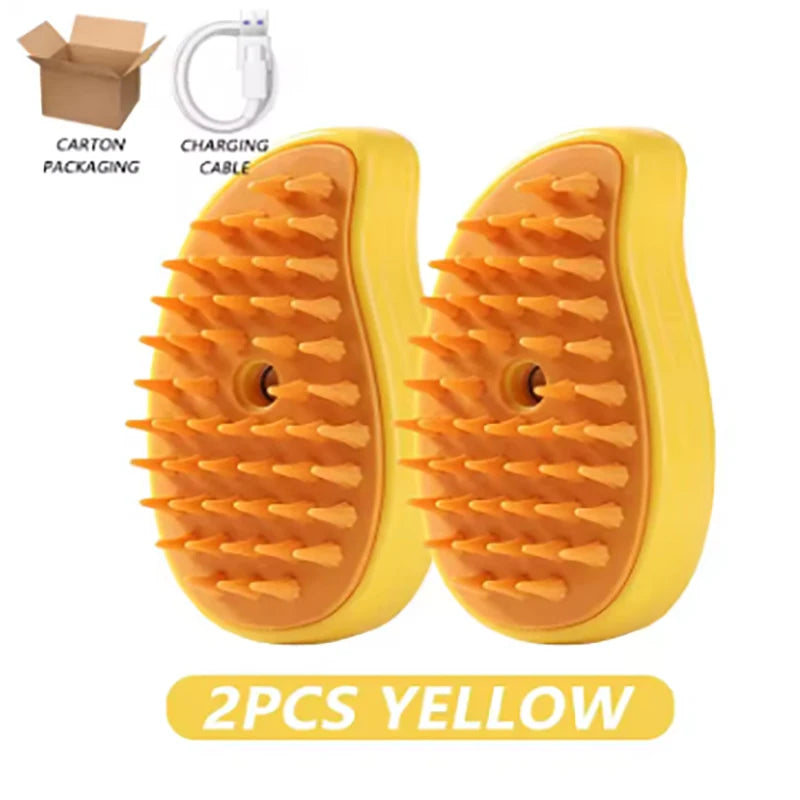 Smartlyo steam pet hair removal brush with electric spray, showing the device with steam nozzle and pet hair removal surface.