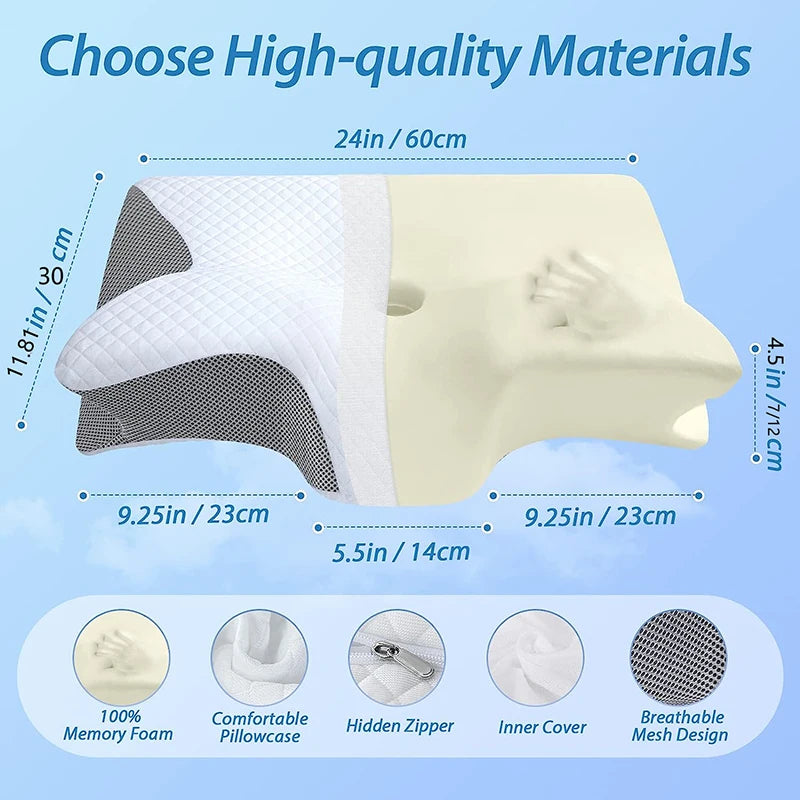 Cervical orthopedic pillow from My Store with ergonomic design and memory foam for neck support and comfort during sleep.