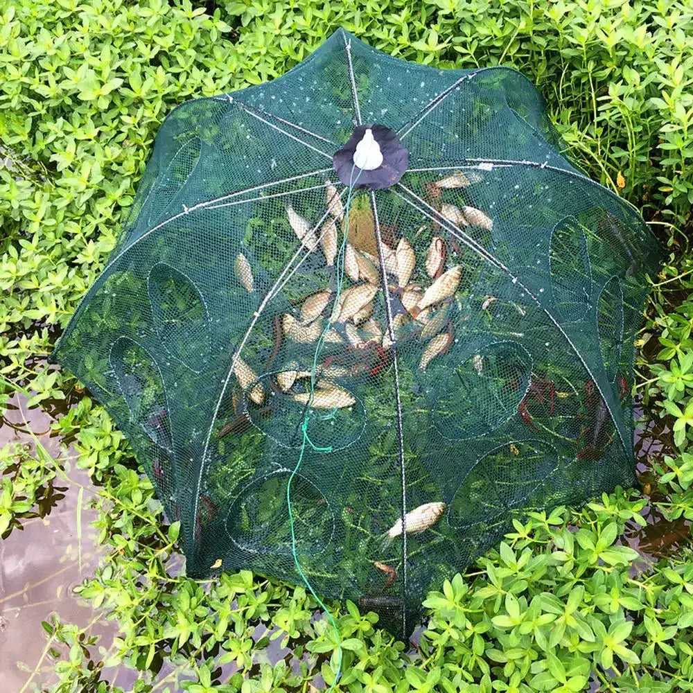 Foldable fishing net from Smartlyo with a durable frame and mesh for easy catch and release in freshwater and saltwater fishing.