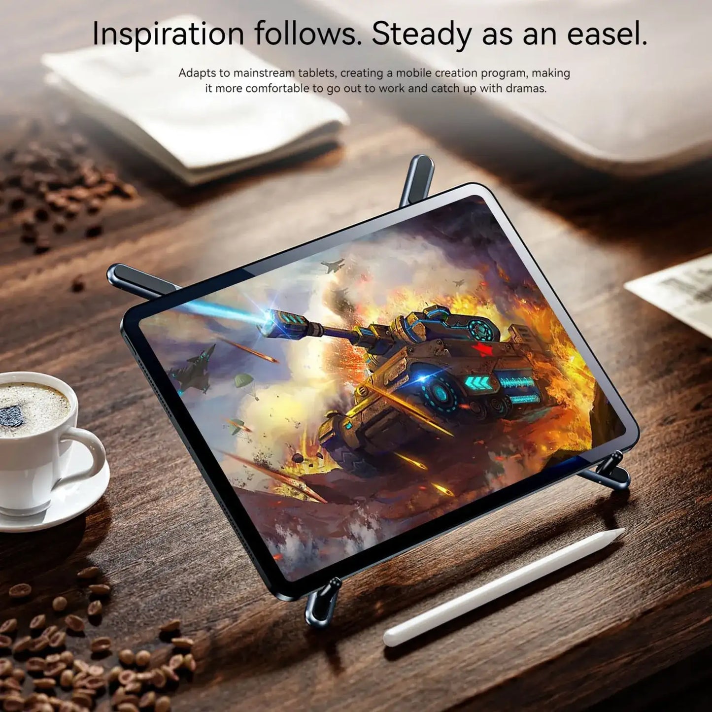 Foldable magnetic iPhone holder and laptop stand by Smartlyo showing a sleek, portable design with magnetic features for easy use.