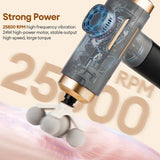 Smartlyo 11-in-1 electric massage gun with 99 levels, showcasing multiple attachments for deep fascia massage and muscle relief.