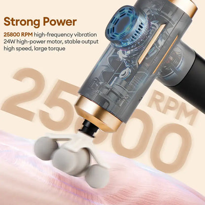 Smartlyo 11-in-1 electric massage gun with 99 levels, showcasing multiple attachments for deep fascia massage and muscle relief.