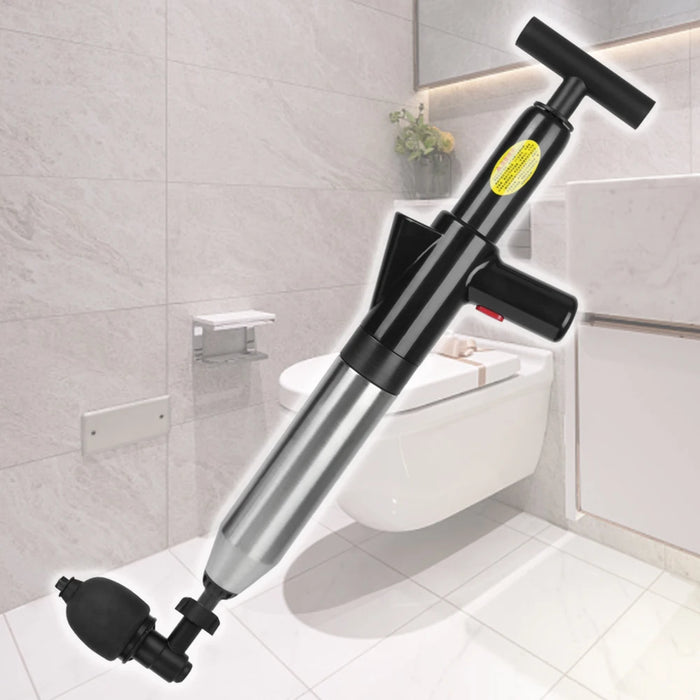 High pressure drain plunger dredge for clog removal, durable rubber cup, ergonomic handle, effective for kitchen and bathroom drains.