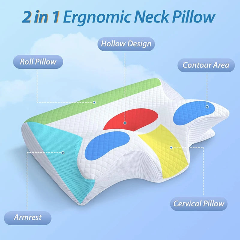 Cervical orthopedic pillow from My Store with contoured design for neck support and comfortable sleep posture.