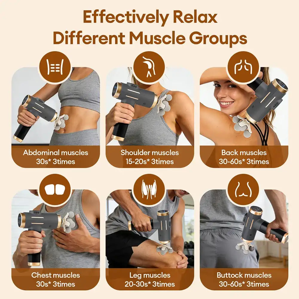 Smartlyo 11-in-1 electric massage gun with 99 intensity levels, showcasing multiple attachment heads for muscle relief and fascia therapy.