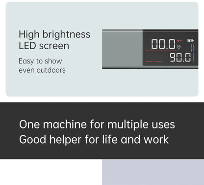 Smartlyo Laser Protractor Digital Inclinometer showing digital angle measurement on a sleek device display.