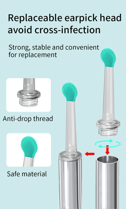 Smartlyo Smart Visual Ear Cleaner with Camera showing the device with a camera tip and LED light for ear cleaning.