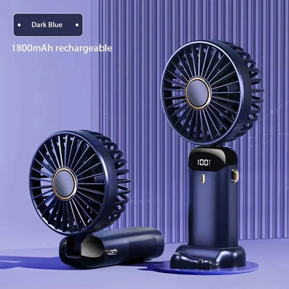 Portable Neck Fan – 5-Speed Foldable Handheld Cooling Fan with Phone Stand & LED Display | USB Rechargeable