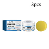 Smartlyo white shoe cleaning cream in a jar, with a brush applicator for cleaning and restoring white shoes.