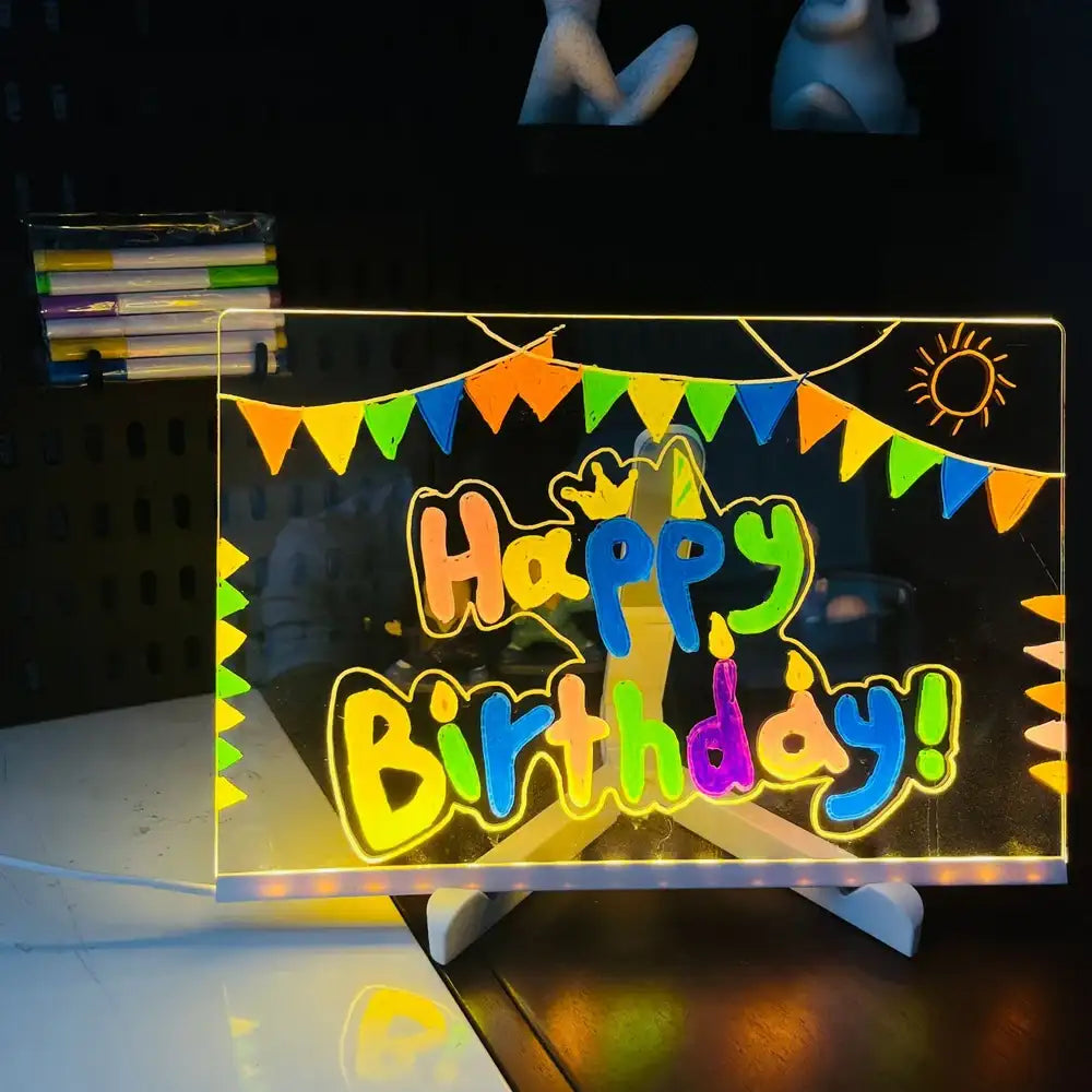 Smartlyo LED colorful note board with built-in night light, featuring a vibrant display and writable surface for notes and reminders.