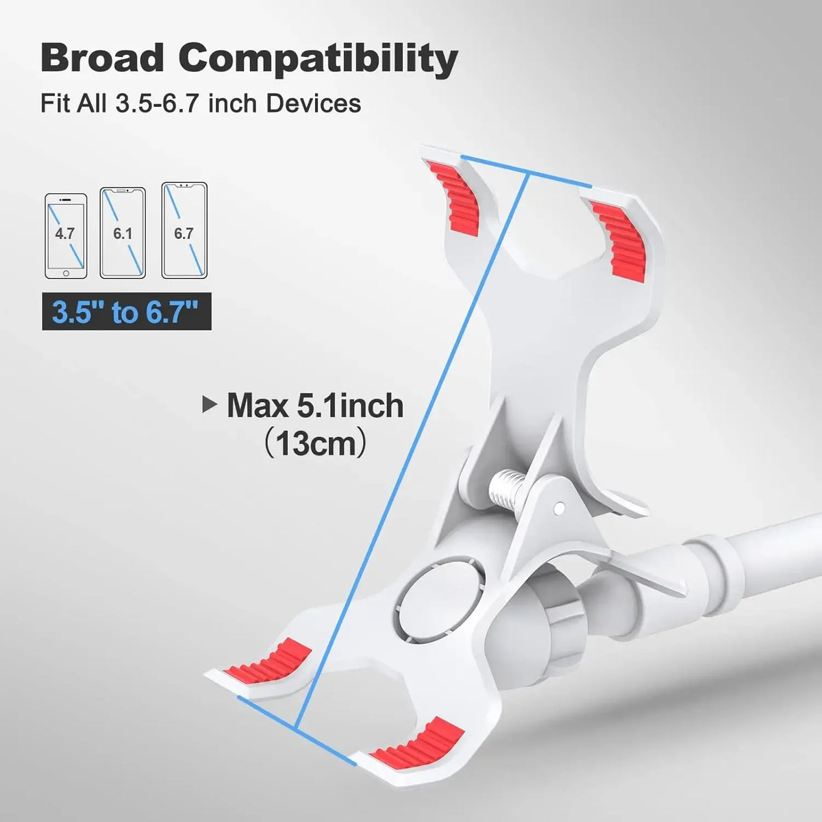 Smartlyo adjustable 360° rotating lazy phone holder with clamp, showcasing its flexible design and secure grip for smartphones.