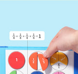 Magnetic fraction puzzles by Smartlyo showing colorful fraction pieces and a puzzle board for educational play.