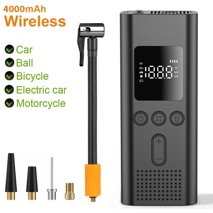 Smartlyo Wireless Air Pump with 150psi, compact electric pump for inflating tires, sports equipment, and more.