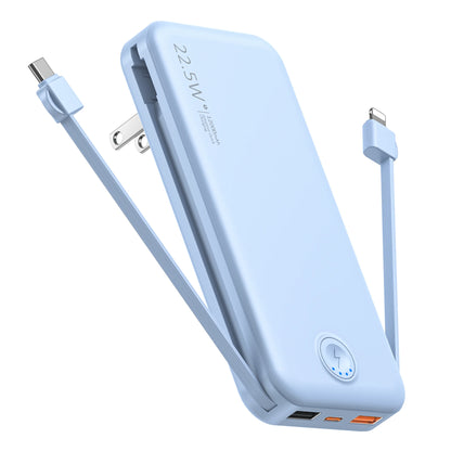 Smartlyo portable charger with built-in cables, compact design for convenient mobile device charging