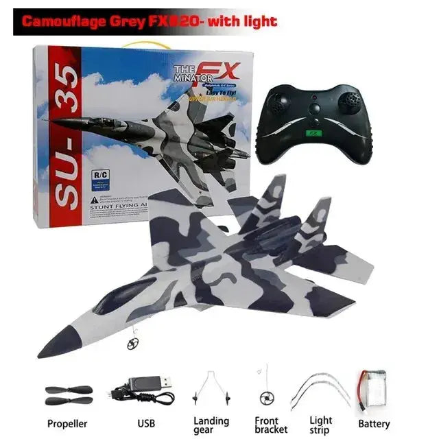 Smartlyo SU35 RC plane toy with detailed design and sleek black finish, ready for remote-controlled flying fun.