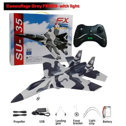 Smartlyo SU35 RC plane toy with detailed design and sleek black finish, ready for remote-controlled flying fun.