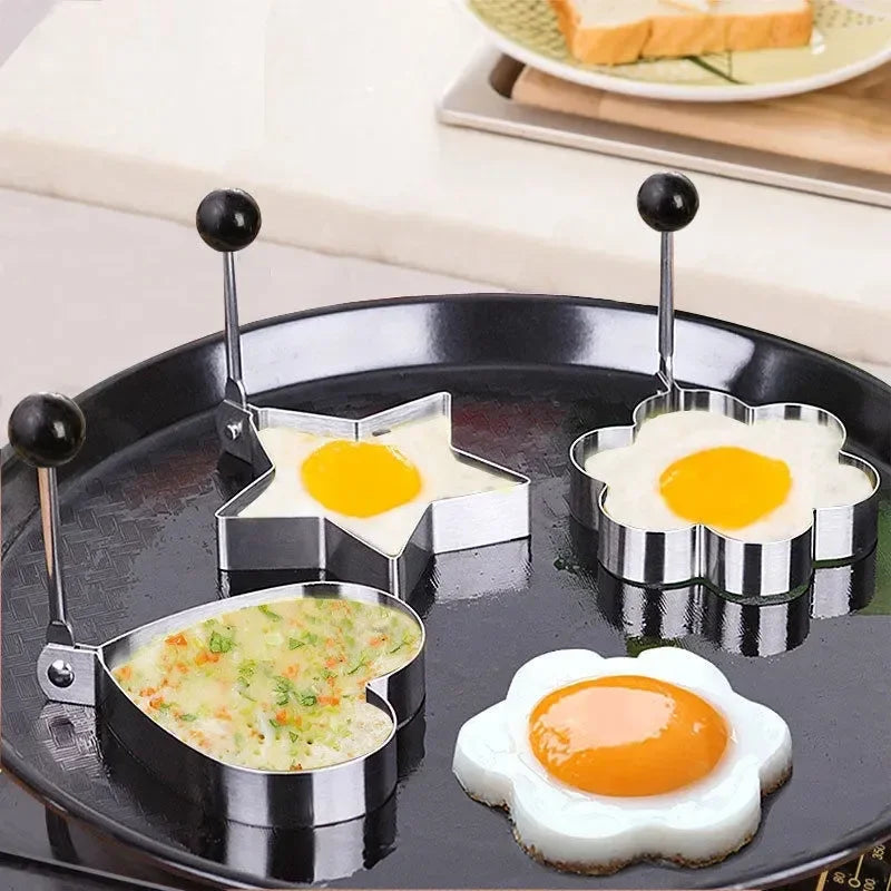 Smartlyo stainless steel heart-shaped fried egg mold and pancake maker for breakfast and omelette cooking in kitchen accessories.
