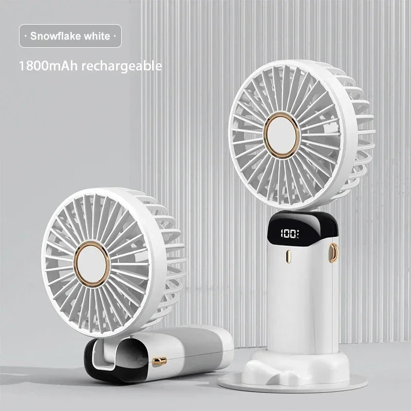 Portable Neck Fan – 5-Speed Foldable Handheld Cooling Fan with Phone Stand & LED Display | USB Rechargeable