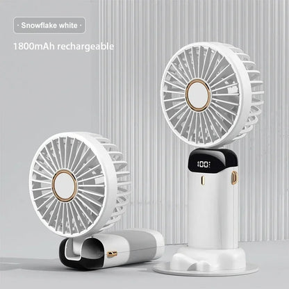 Portable Neck Fan – 5-Speed Foldable Handheld Cooling Fan with Phone Stand & LED Display | USB Rechargeable