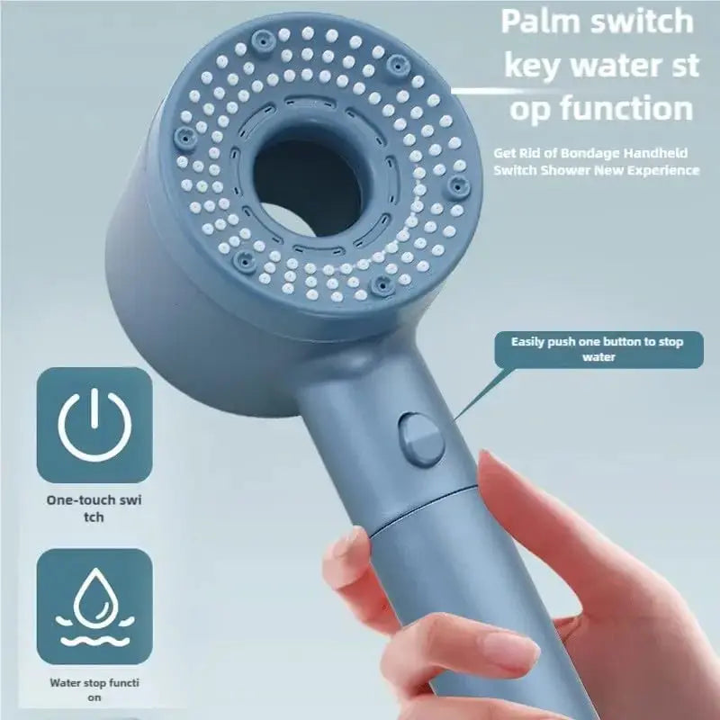 Smartlyo 5 Mode Adjustable Shower Head with multiple spray settings and sleek design, mounted in a modern bathroom.