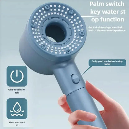 Smartlyo 5 Mode Adjustable Shower Head with multiple spray settings and sleek design, mounted in a modern bathroom.