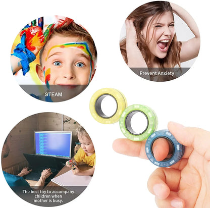 Magnetic Fidget Rings 3pcs – Finger Spinner Stress Relief Set