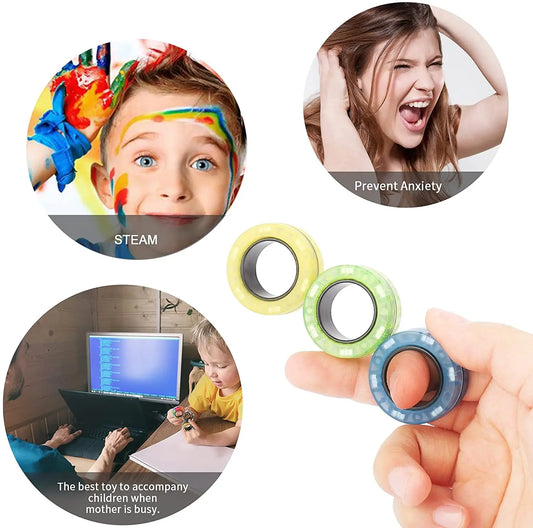 Magnetic Fidget Rings 3pcs – Finger Spinner Stress Relief Set