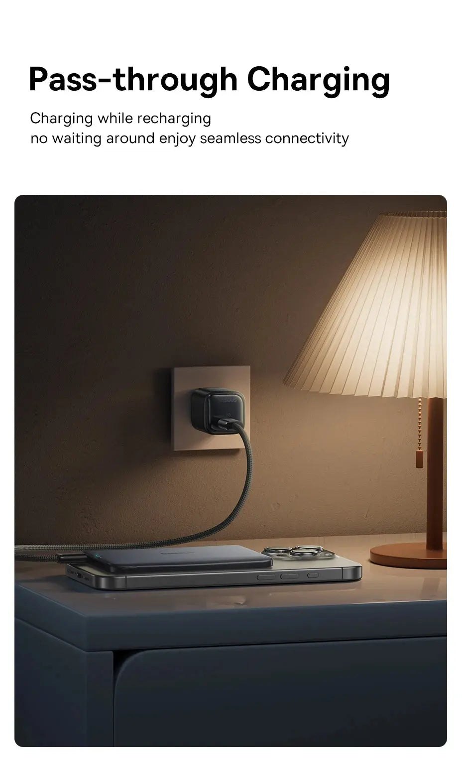 Smartlyo Baseus magnetic power bank with 5000mAh capacity, shown with magnetic attachment and sleek design.