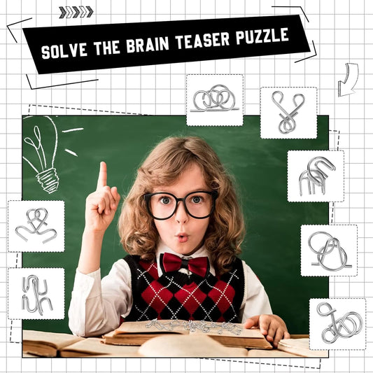 Metal 3D Wire IQ Brain Teaser Puzzle Set — Montessori Wit Game