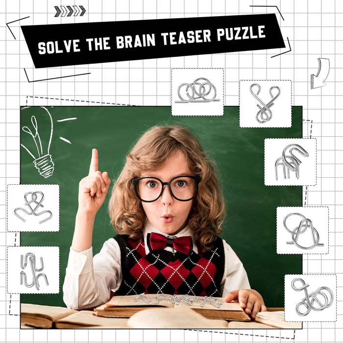 Metal 3D Wire Brain Teaser Puzzle Set
