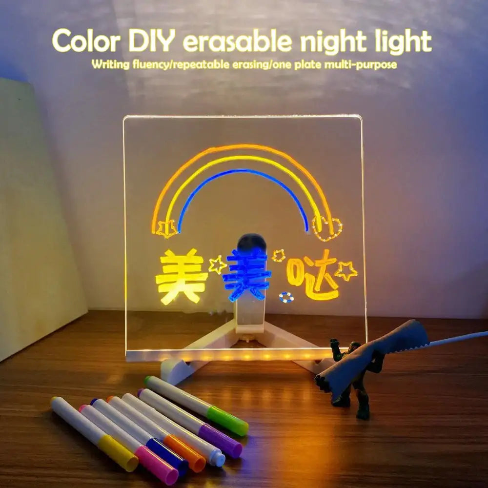 Colorful LED note board with night light by Smartlyo, featuring a modern design and vibrant lighting for creative writing or reminders.