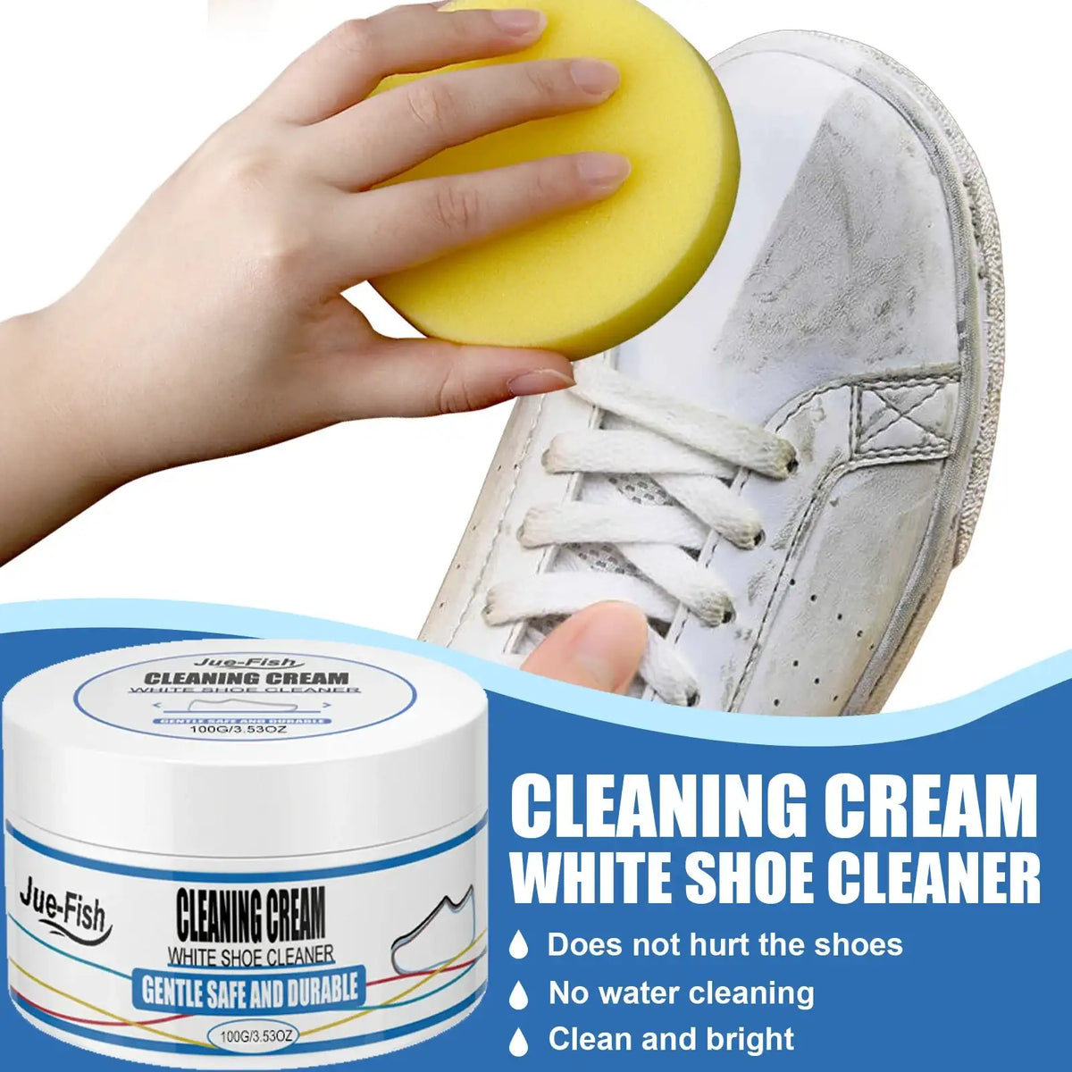 Smartlyo white shoe cleaning cream in a container, designed to clean and restore the brightness of white footwear.