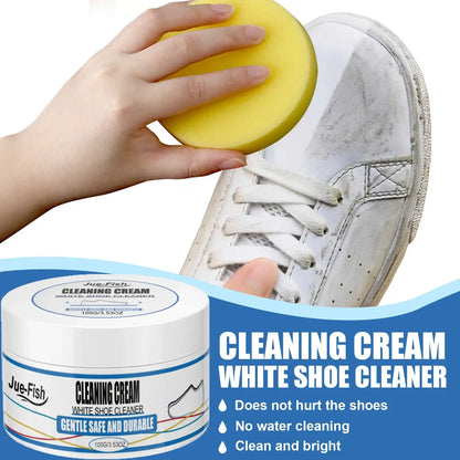Smartlyo white shoe cleaning cream in a container, designed to clean and restore the brightness of white footwear.
