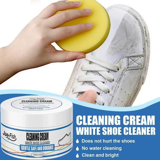 Smartlyo white shoe cleaning cream in a container, designed to clean and restore the brightness of white footwear.