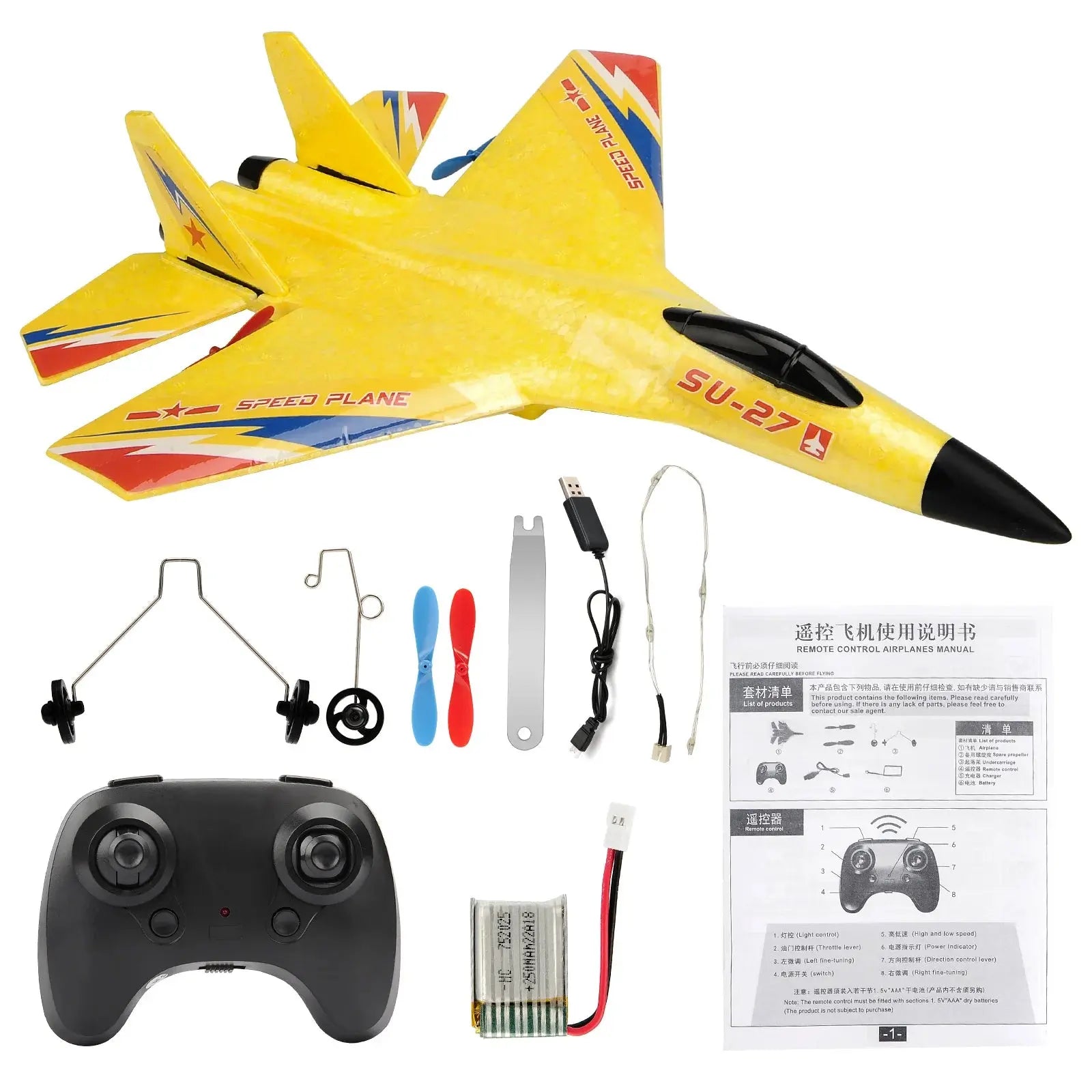 Smartlyo Remote Control SU-27 Plane with detailed wings and fuselage, ready for flying fun.