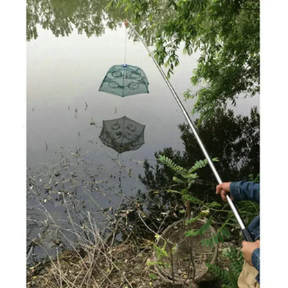 Smartlyo foldable fishing net with a lightweight frame and mesh netting, ideal for portable fishing and outdoor use
