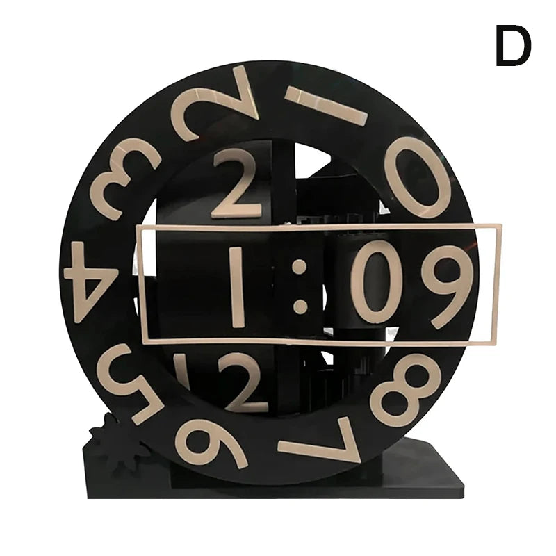 3D printed Smartlyo triaxial clock with rotating numeric display, showcasing modern design and dynamic time visualization.