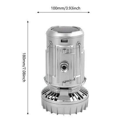 Smartlyo foldable camping fan light with adjustable blades and LED illumination, perfect for outdoor camping and travel.