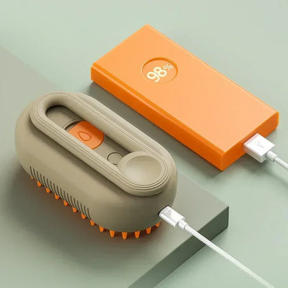 Smartlyo Steam Pet Brush 3-in-1, handheld device with steam vents and ergonomic handle for effective pet grooming.
