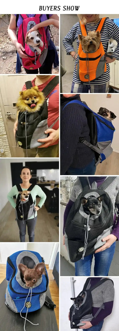 Smartlyo pet carrier portable travel backpack with mesh sides for ventilation and comfortable shoulder straps.
