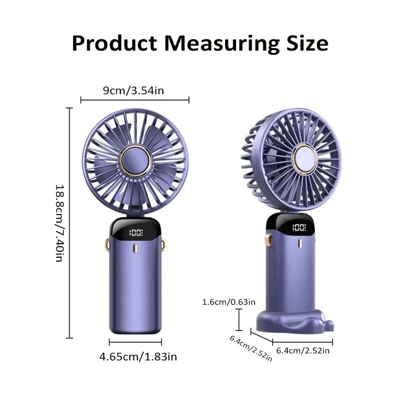 Portable Neck Fan – 5-Speed Foldable Handheld Cooling Fan with Phone Stand & LED Display | USB Rechargeable
