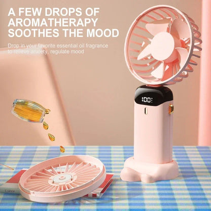 Portable Neck Fan – 5-Speed Foldable Handheld Cooling Fan with Phone Stand & LED Display | USB Rechargeable