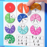 Magnetic fraction puzzles by Smartlyo featuring colorful pieces and educational design for learning fractions on a magnetic board.