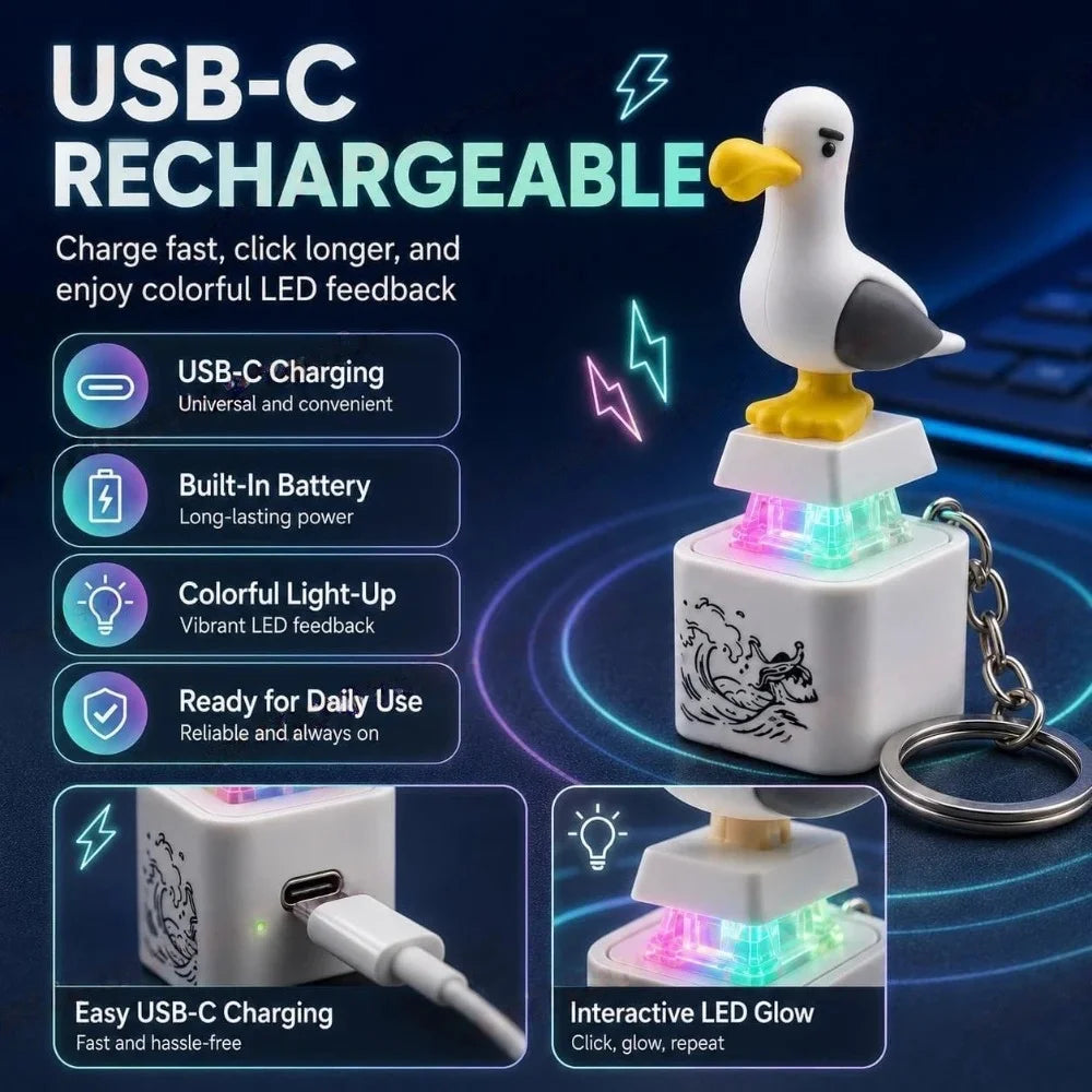 Rechargeable LED Sound Bird Keychain