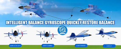 Smartlyo SU35 RC plane toy with detailed jet design, remote control, and sleek blue and gray color scheme.